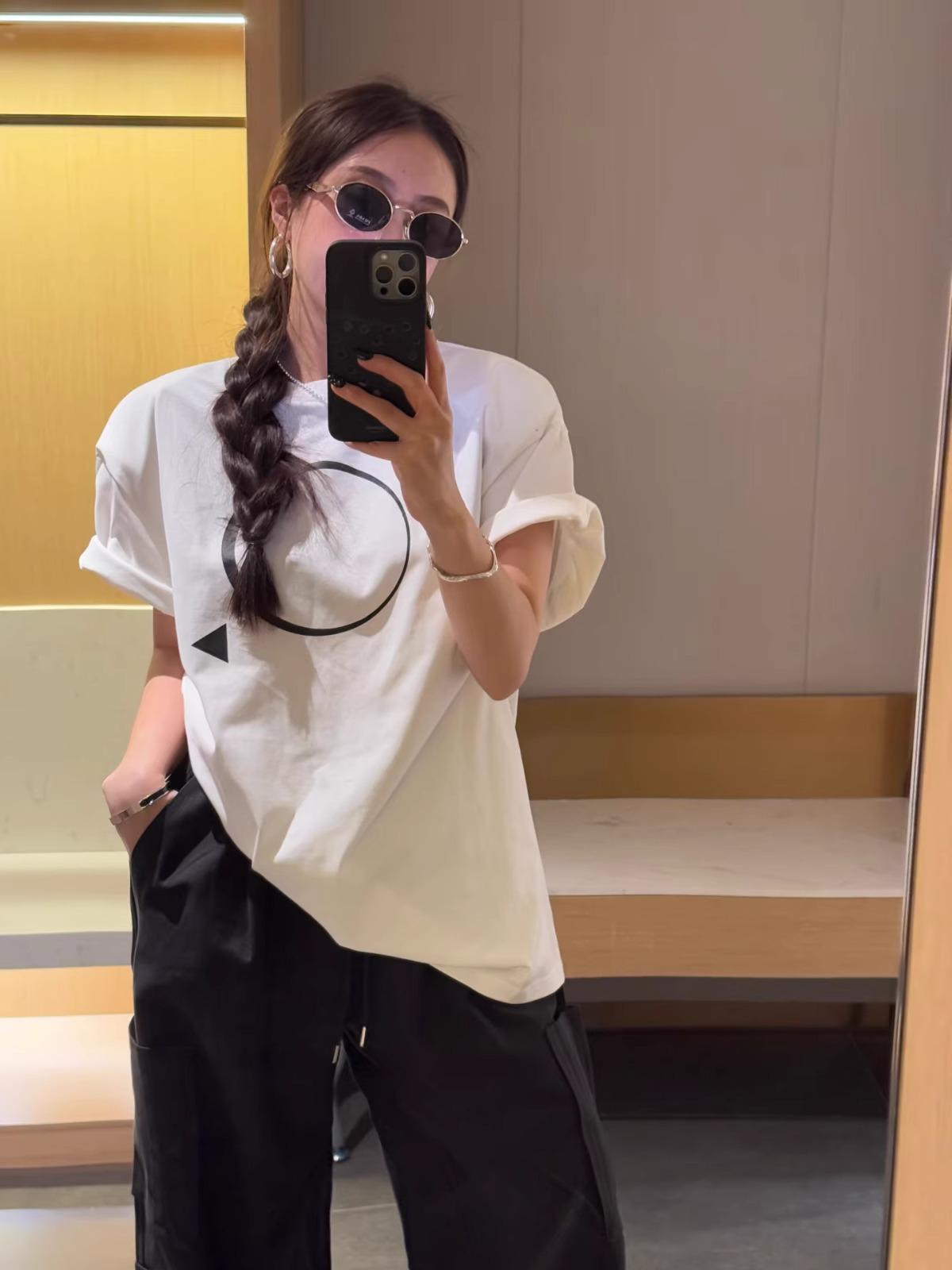 

Plus Size Niche Print Heavy Cotton Short Sleeve T-Shirt - Women s Summer Loose Fit M
