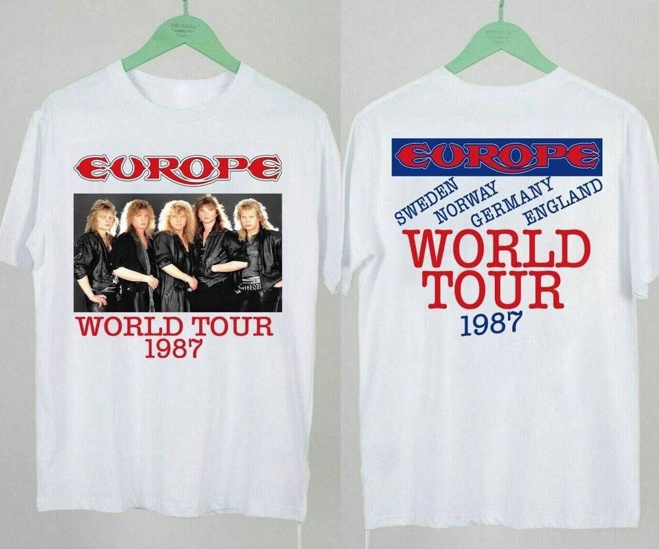 EUROPE World Tour The Final Countdown 1987 T-T-Shirt, Europe Band Tour 1987 T-Shir M