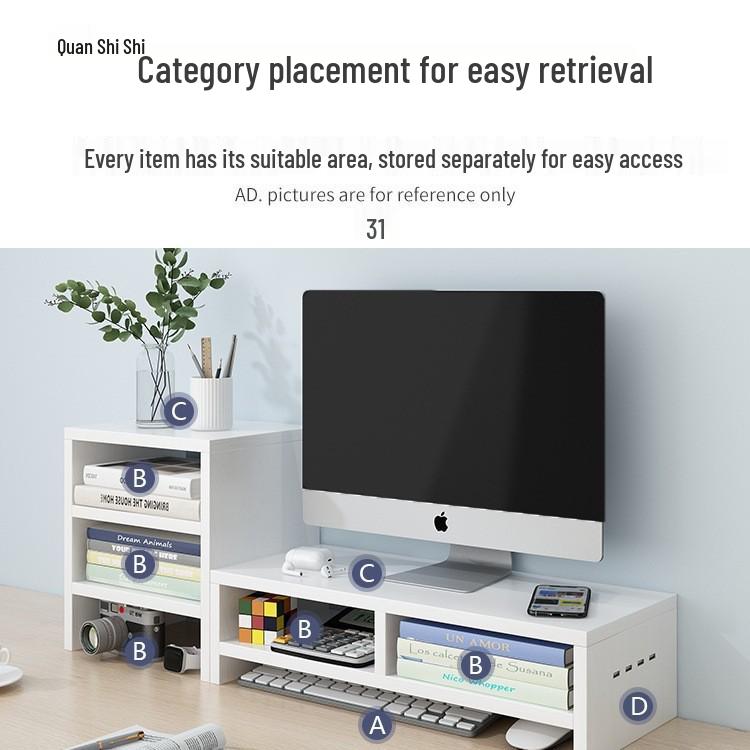 Desktop Monitor Stand and Laptop Riser with Office Storage