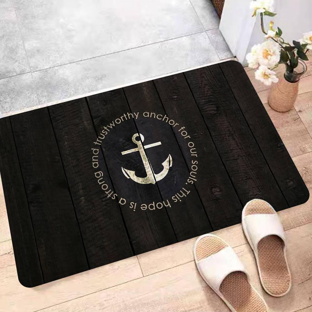 Tapis de sol Ancre Nautique Antidérapant Tapis de Buanderie Décoration Buanderie Balcon Chambre d'enfant Côté Lit 40x60 cm