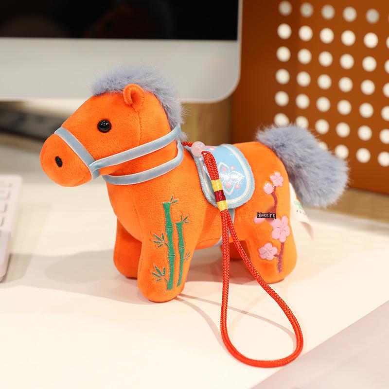 Blau-Weißes Porzellanpferd Maskottchen Plüschtier - Geschenk für das Jahrestreffen