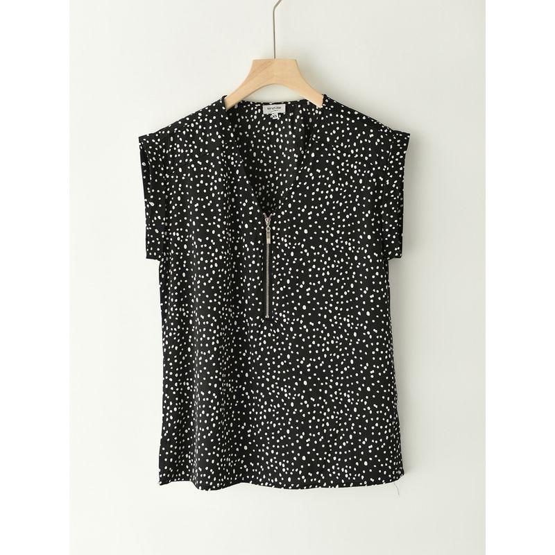 

Foreign Trade Europe and America Sleeveless Chiffon Shirts Summer V-neck Plus size women clothing Rb746 Retro Loose Floral Outer Wear Top Black XS