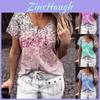 Hauts T-shirt Élégants pour Femmes à Col en V Manches Courtes et Imprimé Floral pour un Style Décontracté
