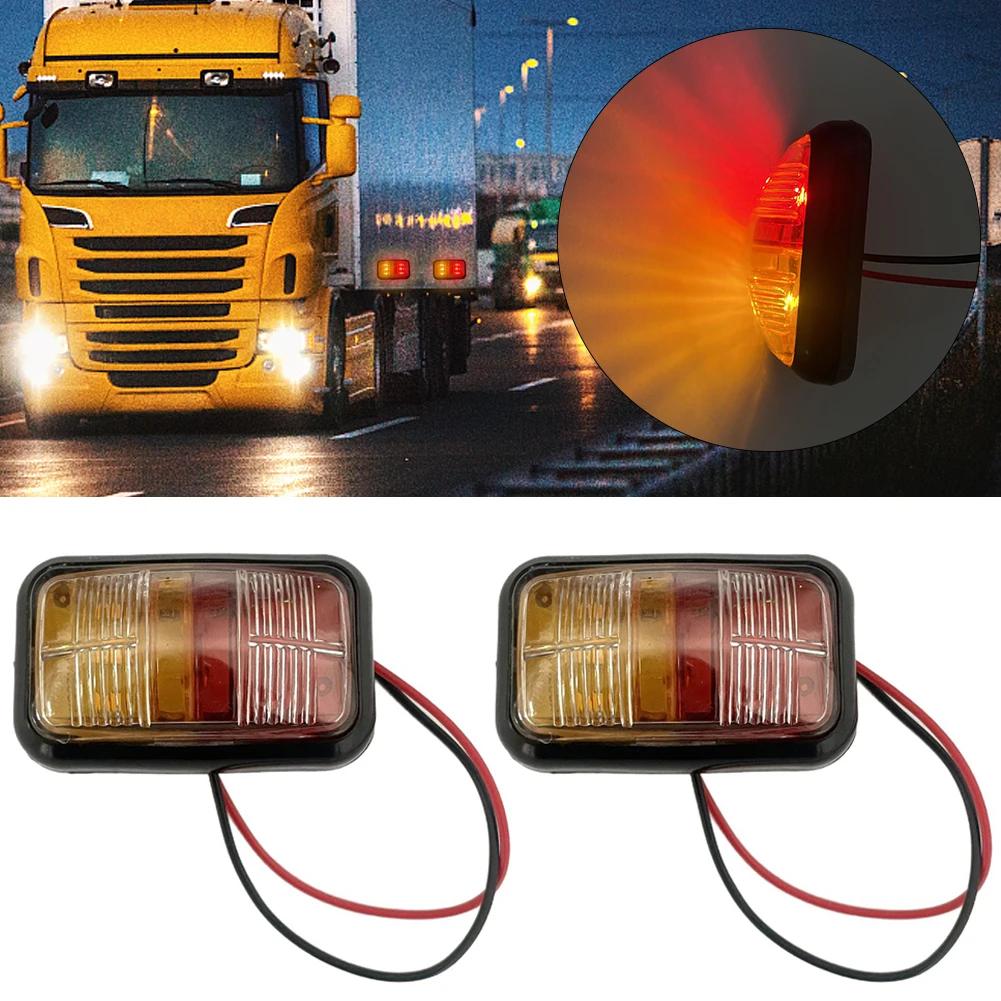 12-24V Car LED Side Marker Lights Square Lights Warning Tail Light Red Yellow Auto Trailer Truck Lorry clearance Lamps