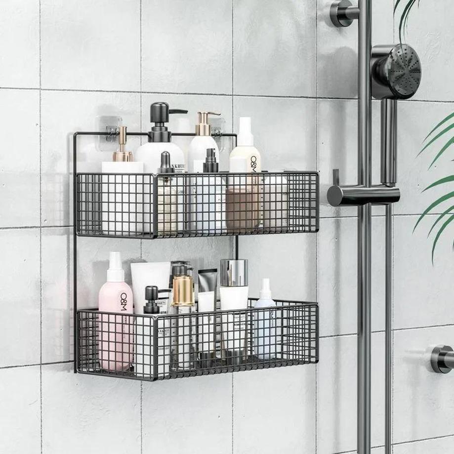 Wall-mounted Hole-free Shelving Basket-free Storage Nail-free Storage For Bathroom Kitchen Living Room Multifu Storages Basket