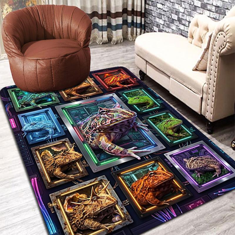 Frog Species Digital Frames Pattern Rug Floor Mat for Living Room or Bedroom Soft and Comfortable Carpet a Gift for Birthday and Holiday.