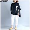DIMANAF Dameskleding Casual Dames Shirts Blouse Zwart Oversize Print Tops Tuniek Katoenen Losse Knoop T-shirt 2024 Lente Zomer