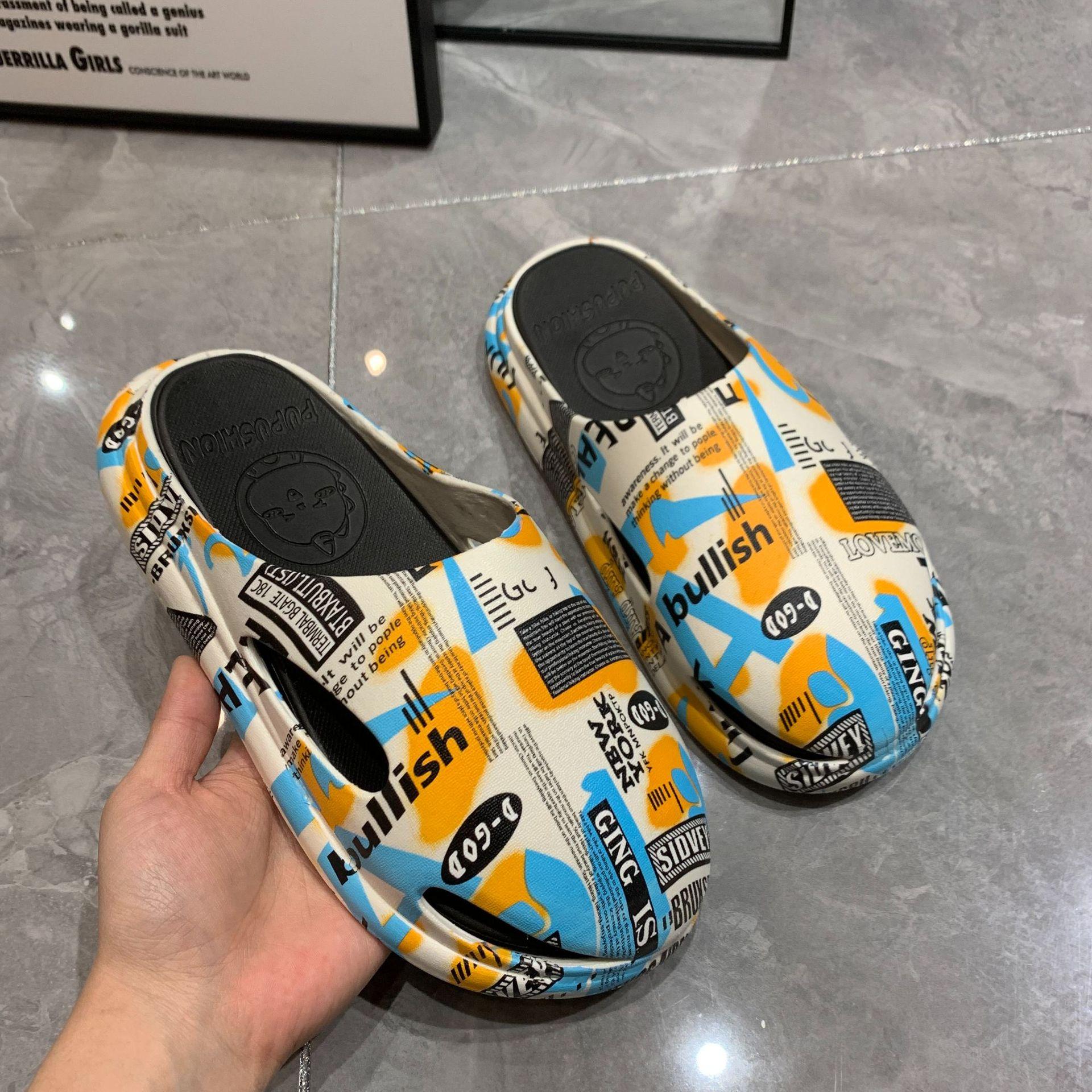 

Граффити цвет наступить на дерьмо чувство толстой подошвы тапочки мужской интернет знаменитость пара Guochao в помещении и на улице мягкое дно сумка голова крутые тапочки 36