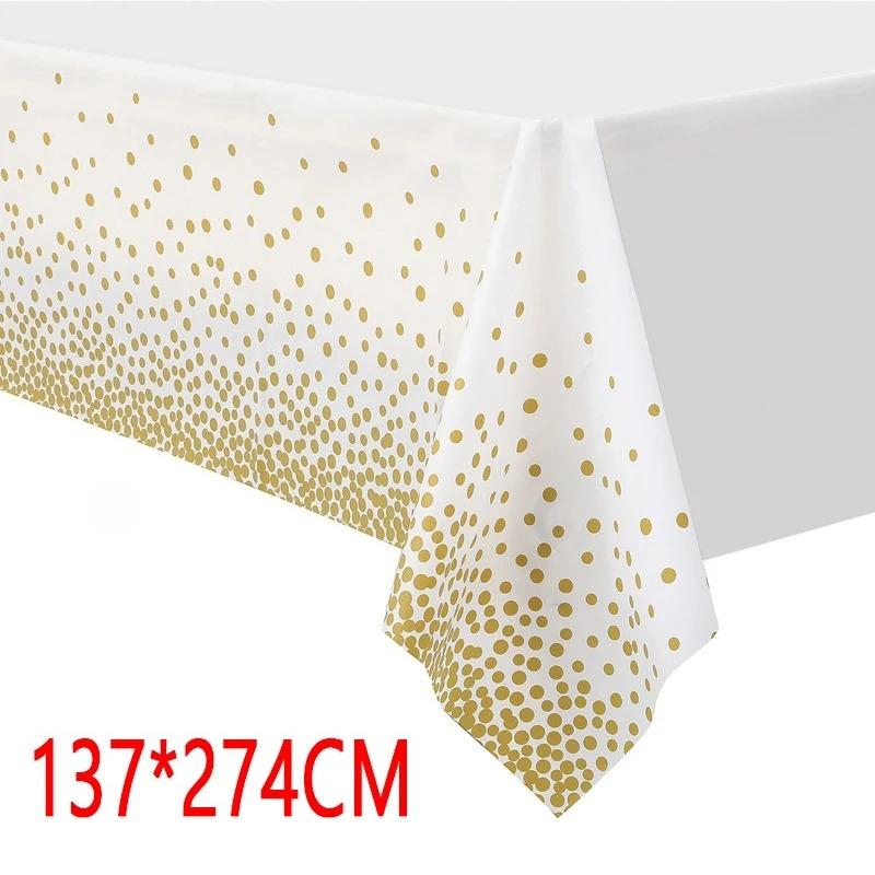5PCS Disposable Tablecloth Party Rectangle Bronzing Waterproof Table Cloth for Wedding Birthday Party Christmas Home Decor