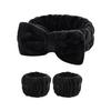 1/2/3pcs Bow Headband Wristband Set Towel Elastic Soft Washing Face Shower Make Up Yoga Sports Skincare Headband For Women Girls