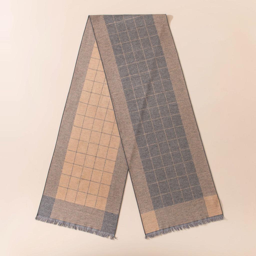 Mulberry silk silk scarf high-end light luxury plaid men's and women's same scarf silk brushed long scarf commuter high-end silk scarf