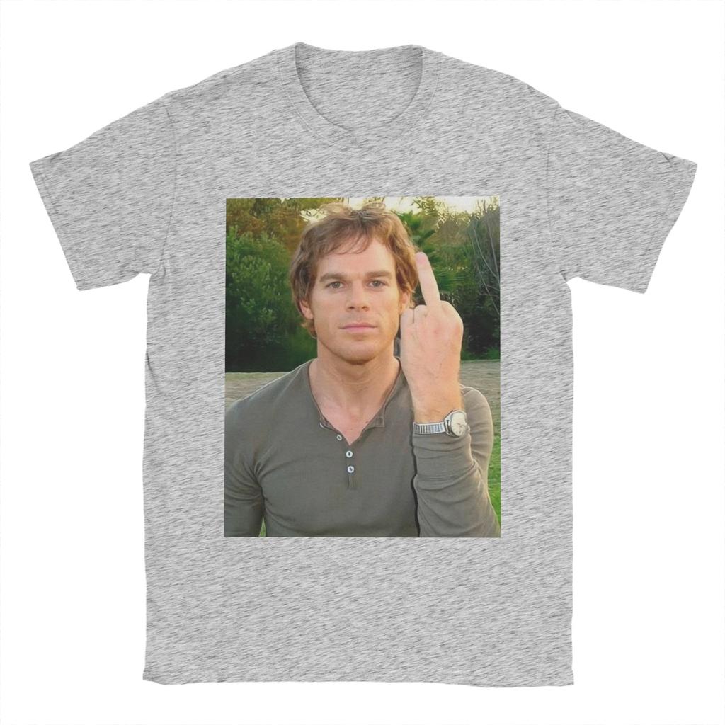 Pánské tričko Dexter Morgan ukazuje prostředníček Novinka Bavlněná trička Krátký rukáv Trička Kulatý výstřih Topy Nadměrná velikost