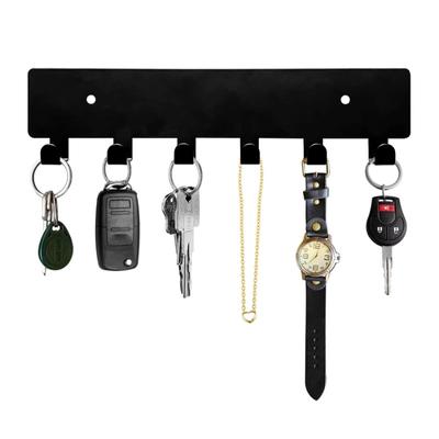 Key Holder for Wall, Wall Storage with 6 Hooks, Wall Mounted Key Holder for Hallway, Self Adhesive Key Rack
