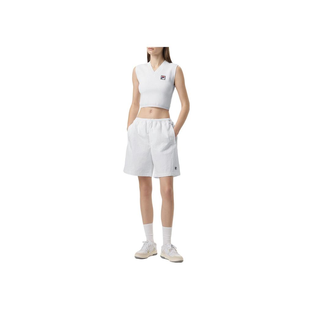 FILA X Hailey Collaboration Simple Versatile Comfortable College Style Tennis Shirt Women tops White A71W523102F-WT