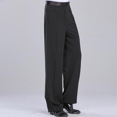 Dan Kai Men's Latin Dance Striped Practice Pants - Straight Leg Ballroom Competition Pants