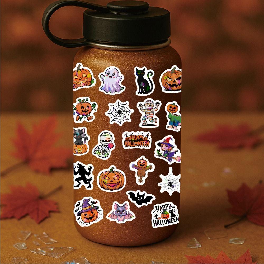 160PCS 8 Sheets Cartoon Spider Pumpkin Halloween Stickers Ghost Bat Scary Sticker  Party Supplies