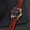 Classic Men's Analog Watch Brown Leather Band Waterproof Business Style