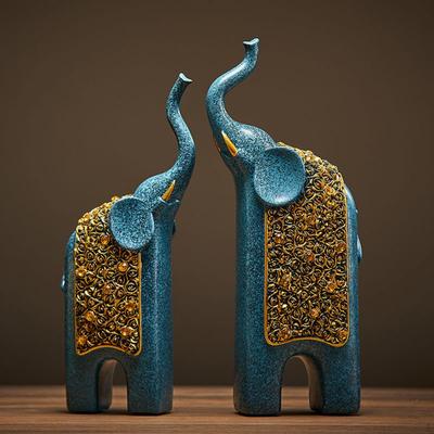 Lot de 2 statues d'éléphant pour décoration d'intérieur, sculptures d'animaux à collectionner, figurines pour