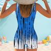 Women Plus Size One Piece Swimsuit Square Neck Wide Straps Sleeveless Tie Dye Printed Boyshort Bathing Suit