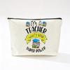 Teacher's Day Inspirational Slogan Makeup Bag - Portable Imitation Linen Zipper Pouch
