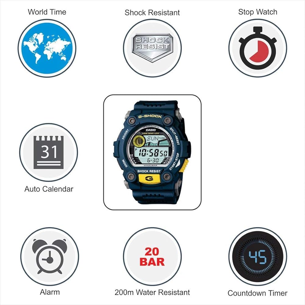 Casio G-Shock G-7900-2 Blue Gray Yellow Men's Watch Waterproof Shock Resistant Digital Timepiece