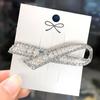 Women Hairpin Bow Shape Faux Pearl Rhinestone Faux Crystal Decor Hollow Out Exquisite Anti-slip Sparkling Luxury Hair Decoration Hair Clip