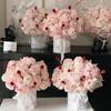 Round Flower Gift Box Solid Color Cardboard Gift Packaging Paper Box Silver Flower Arrangement Bucket Wedding Party Decoration