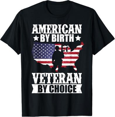 American By Birth Veteran By Choice US Flag Veterans Day Gift Unisex T-Shirt