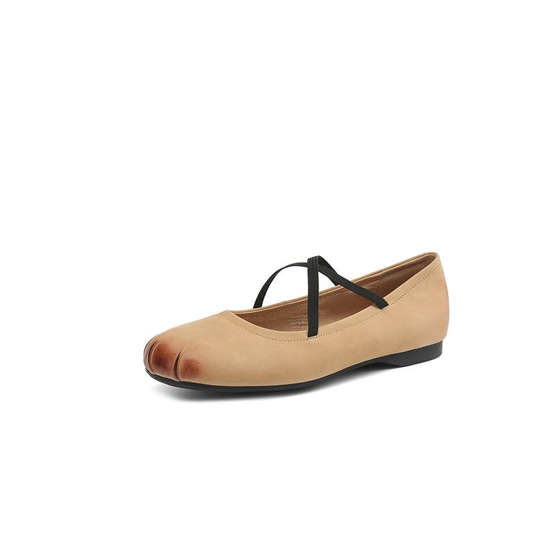 Krazing Pot Nubuck Fashion Spring Size 42 41 Beauty Flat with Women Round Toe Shoes Ballet Dancer Shallow Flats