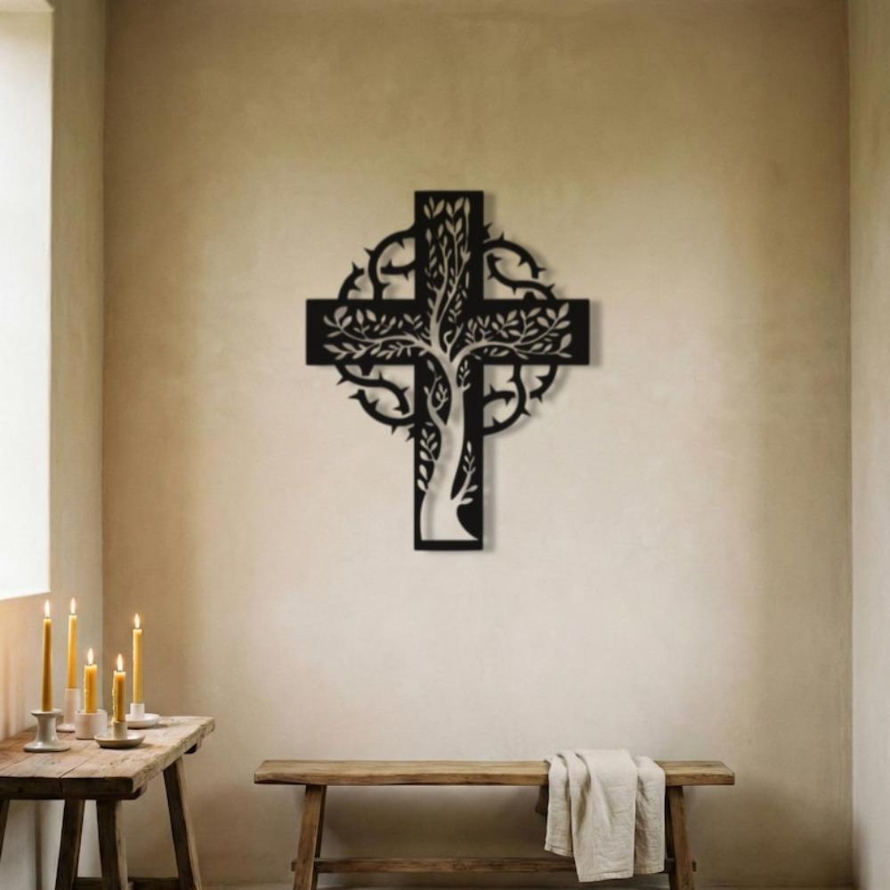 Metal Tree of Life Wall Cross Christian Rustic Home Decor