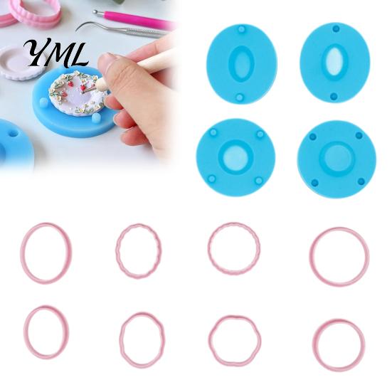Clay Crafting Tools for Beginners 12Pcs Mini Plate Molds, Earring Molds with Positioning Base, Multi?Shape Tray Mold Jewelry Cutters DIY Polymer