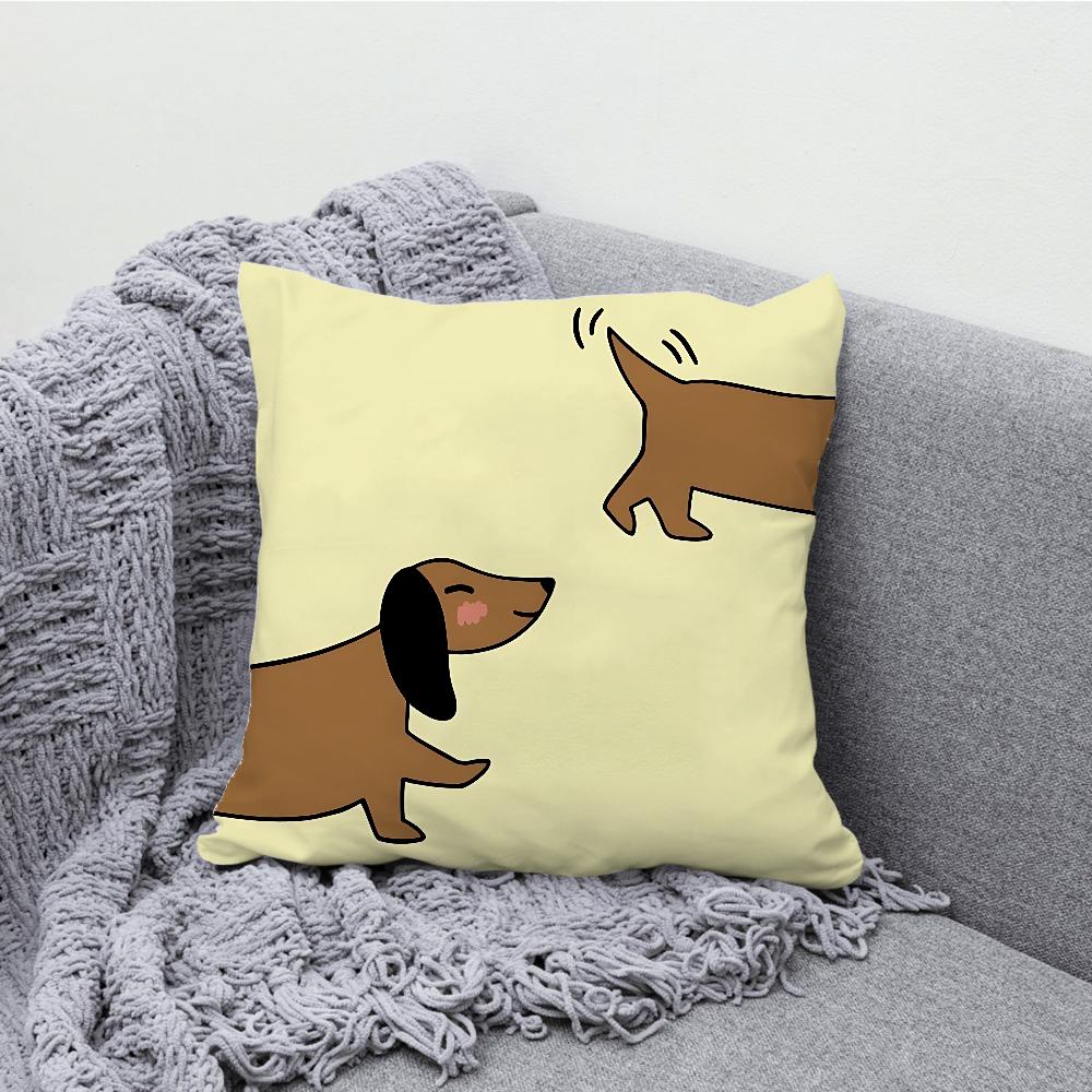 Lovely Dachshund Dog Cartoon Pillow Case Soft Cushion Cases for Farmhouse Sofa Decor Home Decorations and Protector Pillow Case