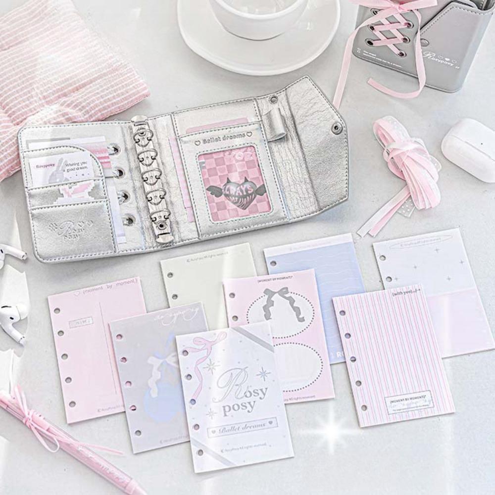 Heart Bow Pocket Book PU Leahter Ribbon Notebook Creative Balletcore Book  Office