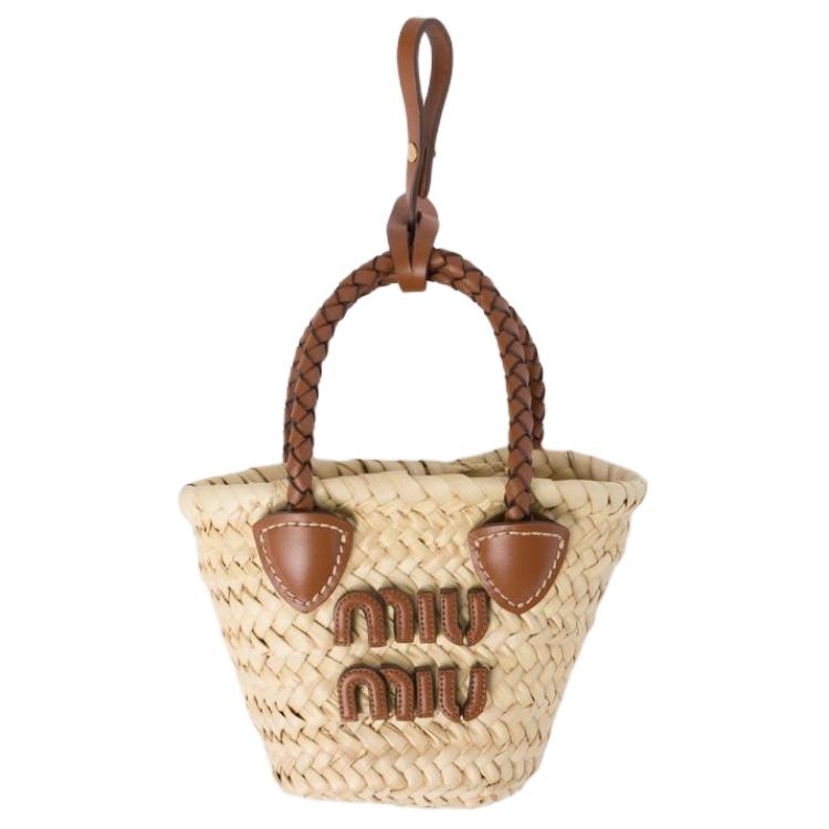 

MIU MIU Palmetto Letter Logo Detachable Adjustable Shoulder Strap Calfskin Mini Shoulder Tote Bag Women Handbags Beige Brown 5NR027_2DDH_F0A5T Basic Set (Bag+Dust Bag)