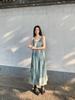 Smudge Blue Gradual Change Suspender Dress Summer Dopamine Wear Women's Summer V-neck Thin Mori Dress