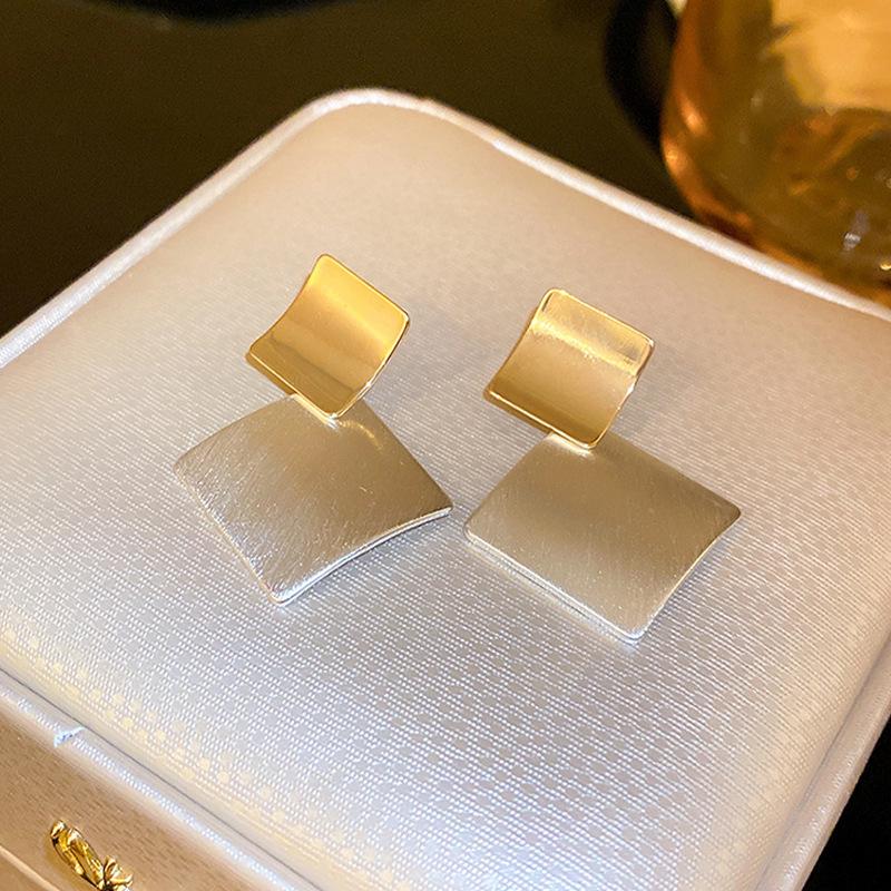 Chic Exaggerate Simple Big Square Drop Earrings For Women Trendy Metal Charm Punk Earrings 2023 Statement Party Ear Jewelry Gifts