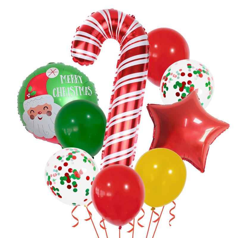 

Christmas Balloon Set Christmas Tree Old Man Gingerbread Man Aluminum Film Latex Balloon Decoration Scene Arrangement crutch candy model