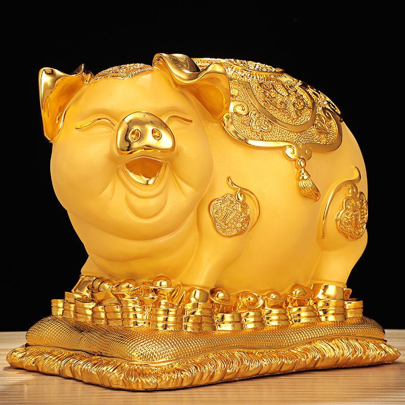 Gold Pig Coin Bank - Wealth-Attracting Figurine Gift for Children & Adults, Creative Birthday Present for Those Born in the Year of the Pig