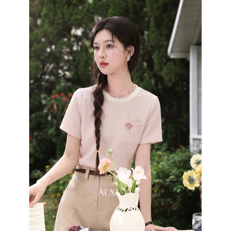 Luxiangnan Women s Pink Short Sleeve T-Shirt S