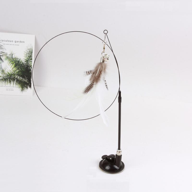 Detachable Teaser Stick Strong Suction Cup Funny Long Rod Feather Cat Interactive Toy