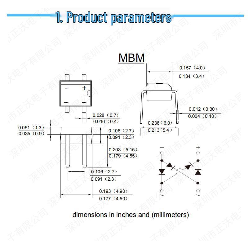 MB6M DIP-4 Through-hole Bridge Rectifier 0.8A ZV/MIC/SEP in Stock