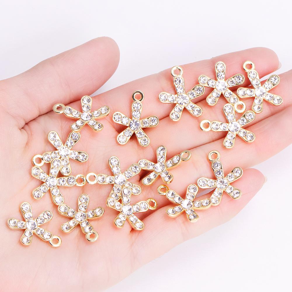 10Pcs Delicate Gold Color Zircon Flower Dragonfly Star Charms Pendants High Quality Diy Necklace Earrings Jewelry Accessories