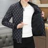 Men Stand Collar Long Sleeve Printed Slim Fit Casual Thin Jacket