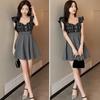 ISLAYCAOLILA DY3 Barbara Mini Club Party Flared Mini Dress Women's Dress, Dress, Dress, Dress, Dress, Checked, Sleeveless, Waist-Clubbed, A-Line