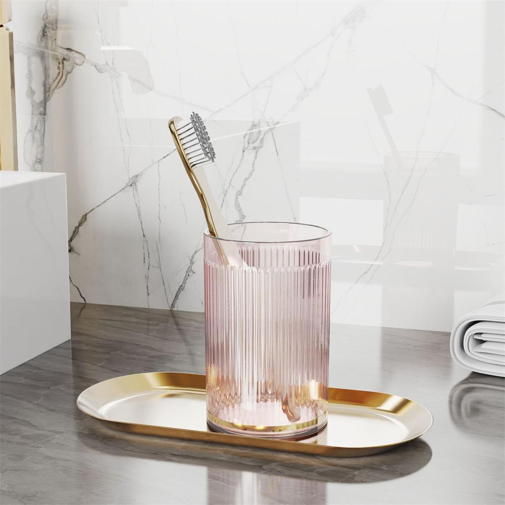 

Роскошная полосатая кружка для ополаскивания полости рта, переносная круглая подставка для зубных щеток, цветная прозрачная чашка для хранения зубных щеток, принадлежности для мытья ванной комнаты 401-500ml розовый