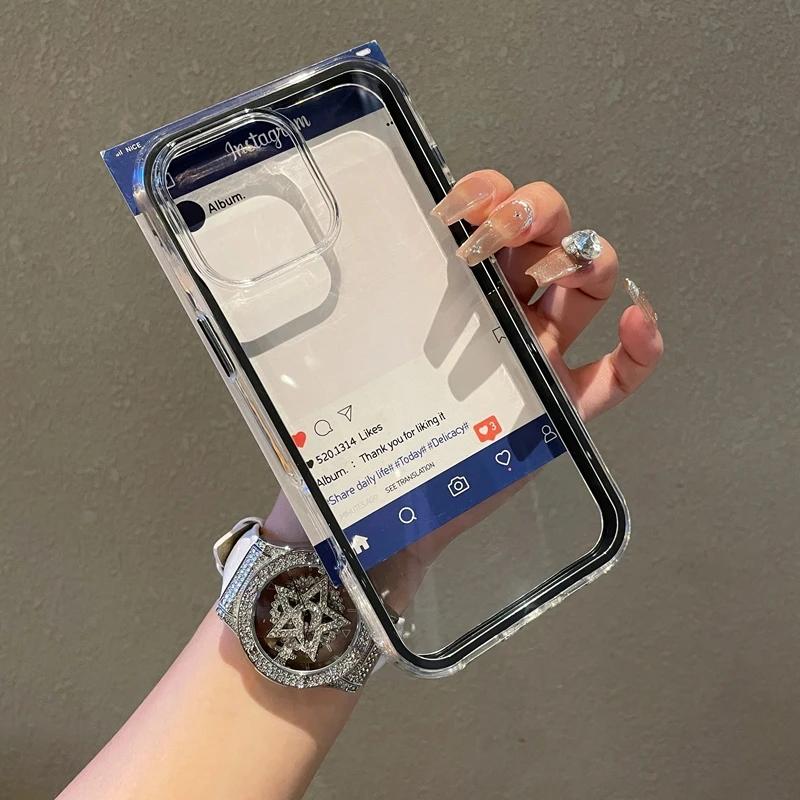 Luxury 2 IN 1 Transparent Candy Phone Case For iPhone 16 11 12 13 14 15 Pro Max Plus Clear Shockproof Bumper Back Cases Cover