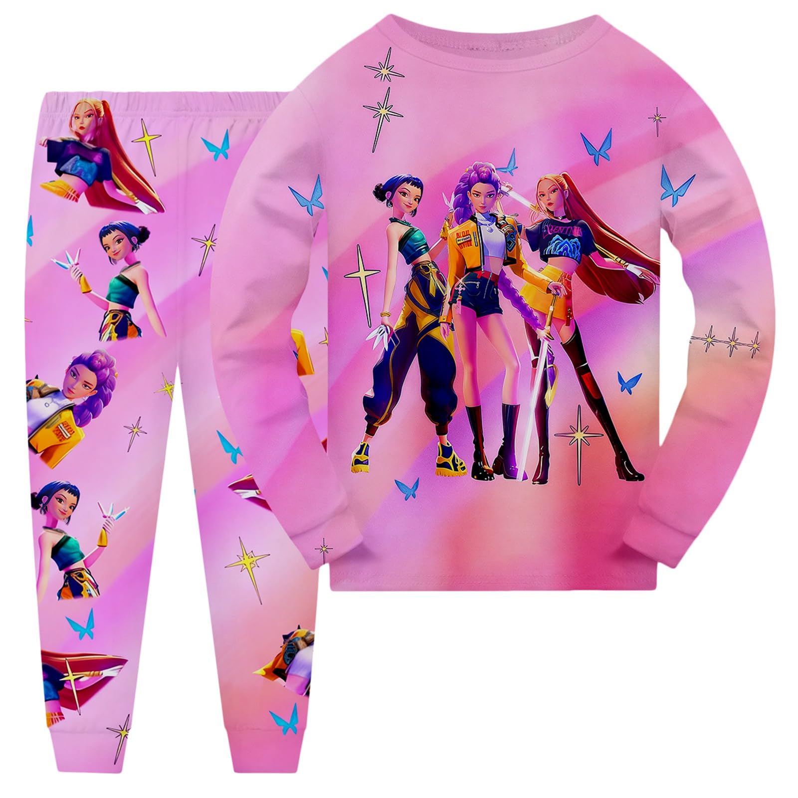 

Kids Fashion Outfit Set Long Sleeve Crew Neck Top and Pants Soft Comfortable Material Suitable for Daily Wear and Play 140 розовый