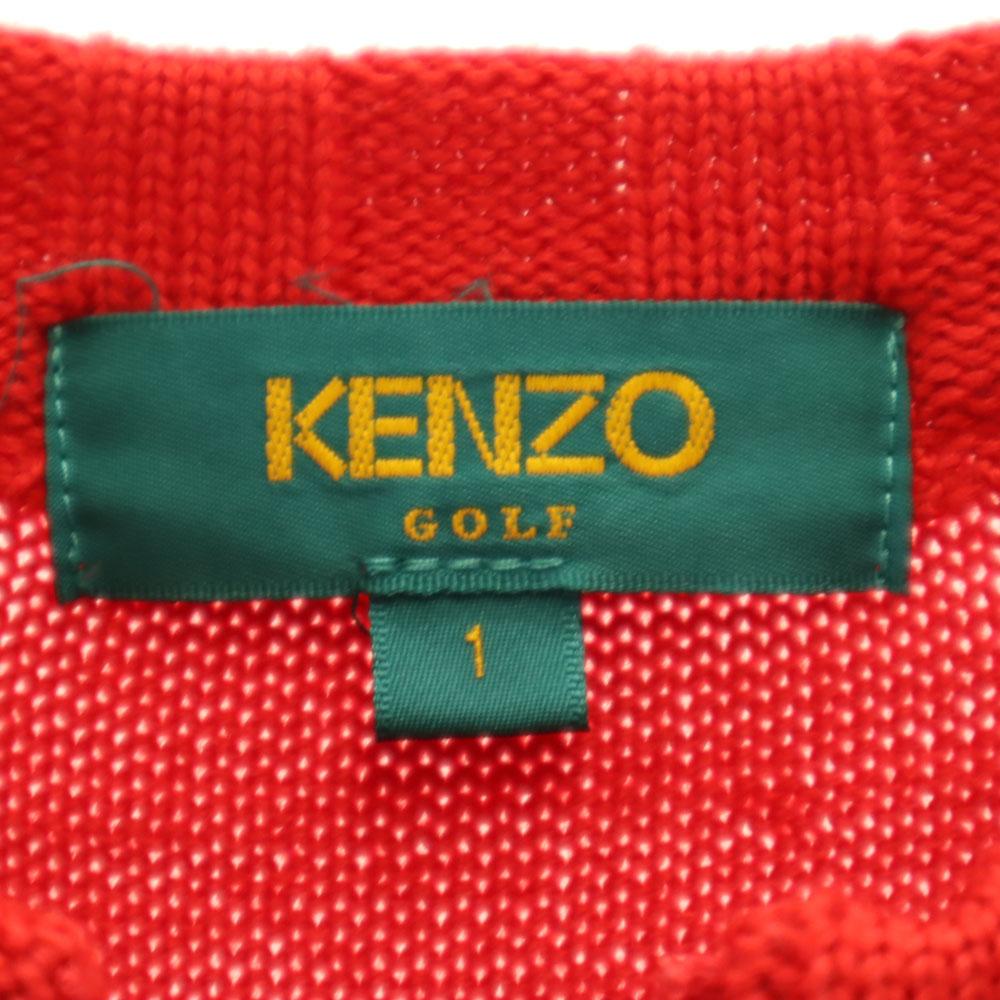 KENZO GOLF 90s Made In Japan Old Knit Jacket 1 Red Women Used