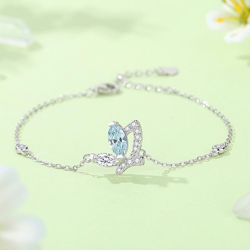 Original Blue Butterfly Bracelet Women's Pure Silver Forest Light Luxury Instagram Style Small and High End Feel Bracelet