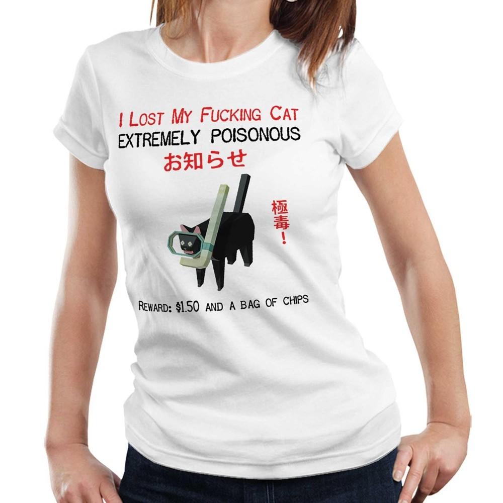 I Lost My Fvcking Cat Tshirt Semi Fitted Ladies Low Poly Funny Meme Cat Lover 2XL